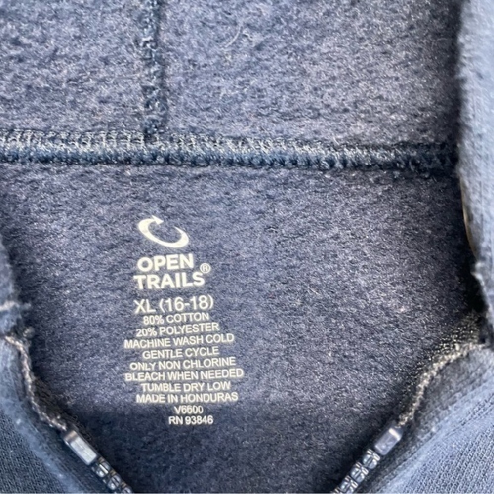 Football Graphic Full Zip Hoodie Sweatshirt navy blue boys Size XL 16-18 - Picture 4 of 6